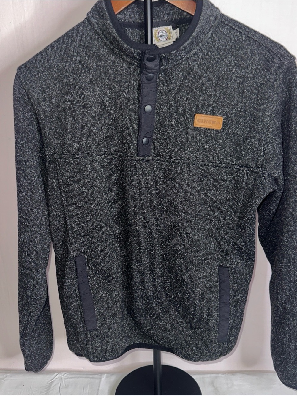 Cinch Dark Gray Heather Pullover with Logo Patch